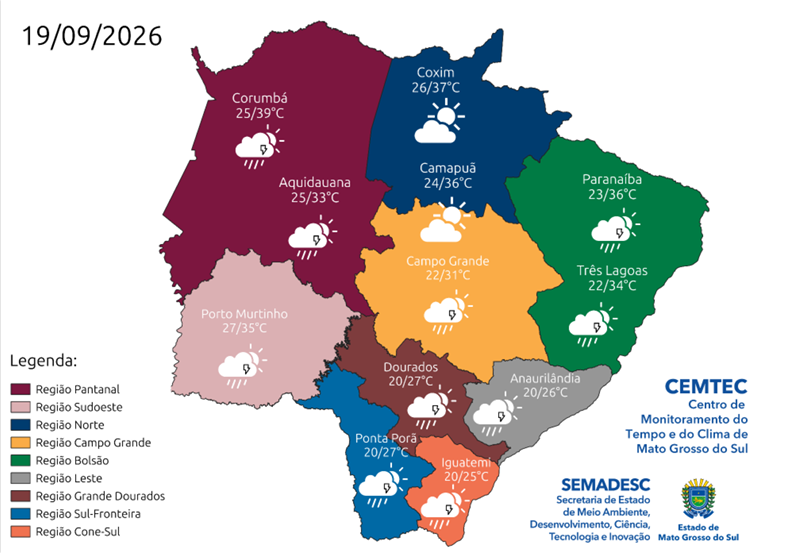 Calor intenso e tempestades marcam fim de semana no Mato Grosso do Sul
